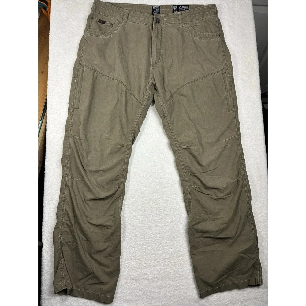 KÜHL Men's Khaki Outdoor Pants 38x32 Hiking Tactical Workwear Cotton Nylon